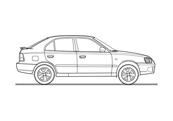Download drawing Hyundai Accent Hatchback 2004 in ai pdf png svg formats